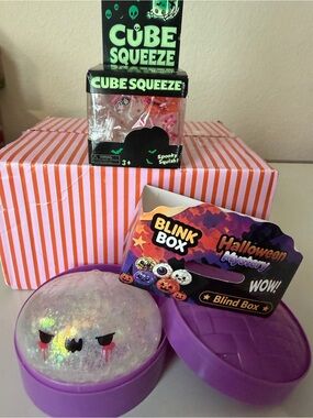 🎃💜💚Halloween Mystery dumpling Squishy& Scary cube with spooky Sprinkles🎃💜💚